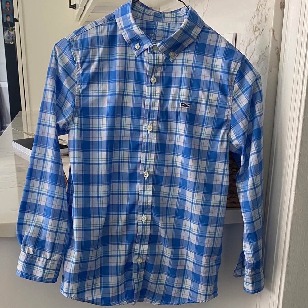 Vineyard Vines kids size 7 Blue Plaid Button-Down Shirt